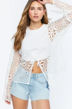 Floral Crochet Tie-Front Jacket