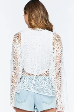 Floral Crochet Tie-Front Jacket