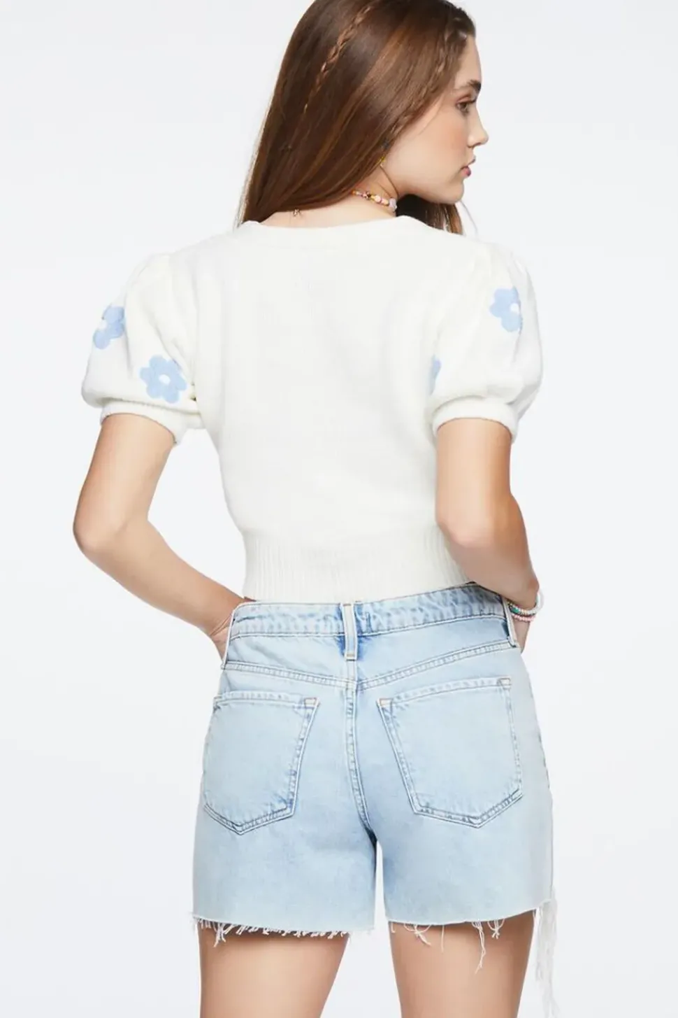 Floral Cropped Cardigan Sweater