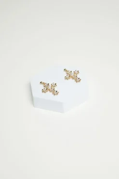 Floral Cross Drop Earrings