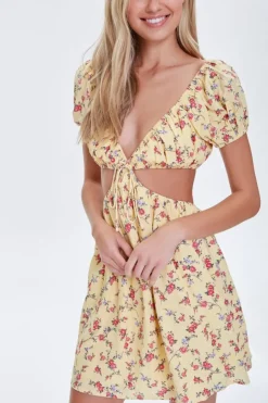 Floral Cutout Mini Dress