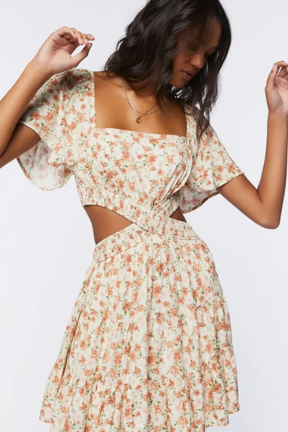 Floral Cutout Mini Dress