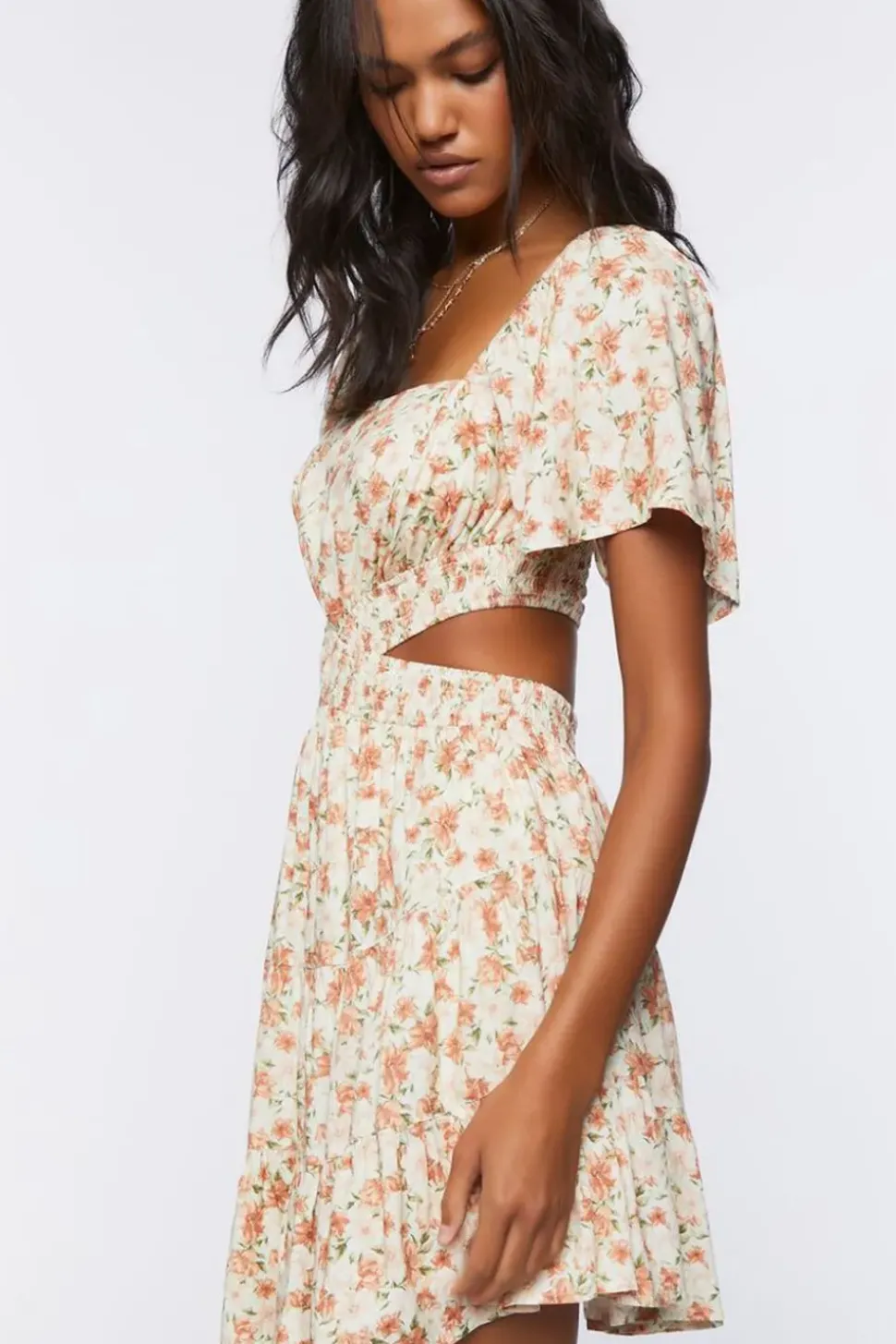 Floral Cutout Mini Dress