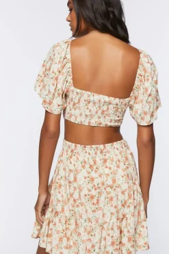 Floral Cutout Mini Dress