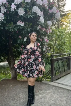 Floral Cutout Tiered Mini Dress