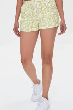 Floral Drawstring Twill Shorts