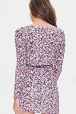 Floral Dress & Cardigan Sweater Set