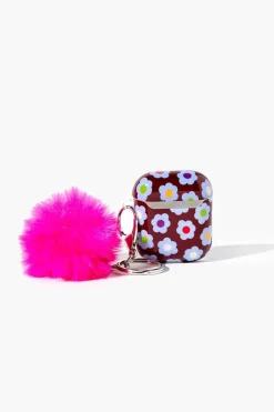 Floral Earbuds Case & Keychain Set