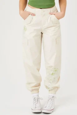 Floral Embroidered Cargo Joggers