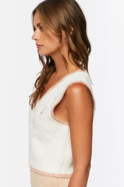 Floral Embroidered Sweater Vest