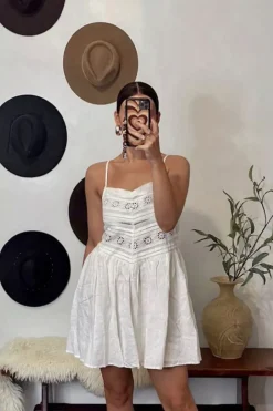 Floral Eyelet Cami Mini Dress