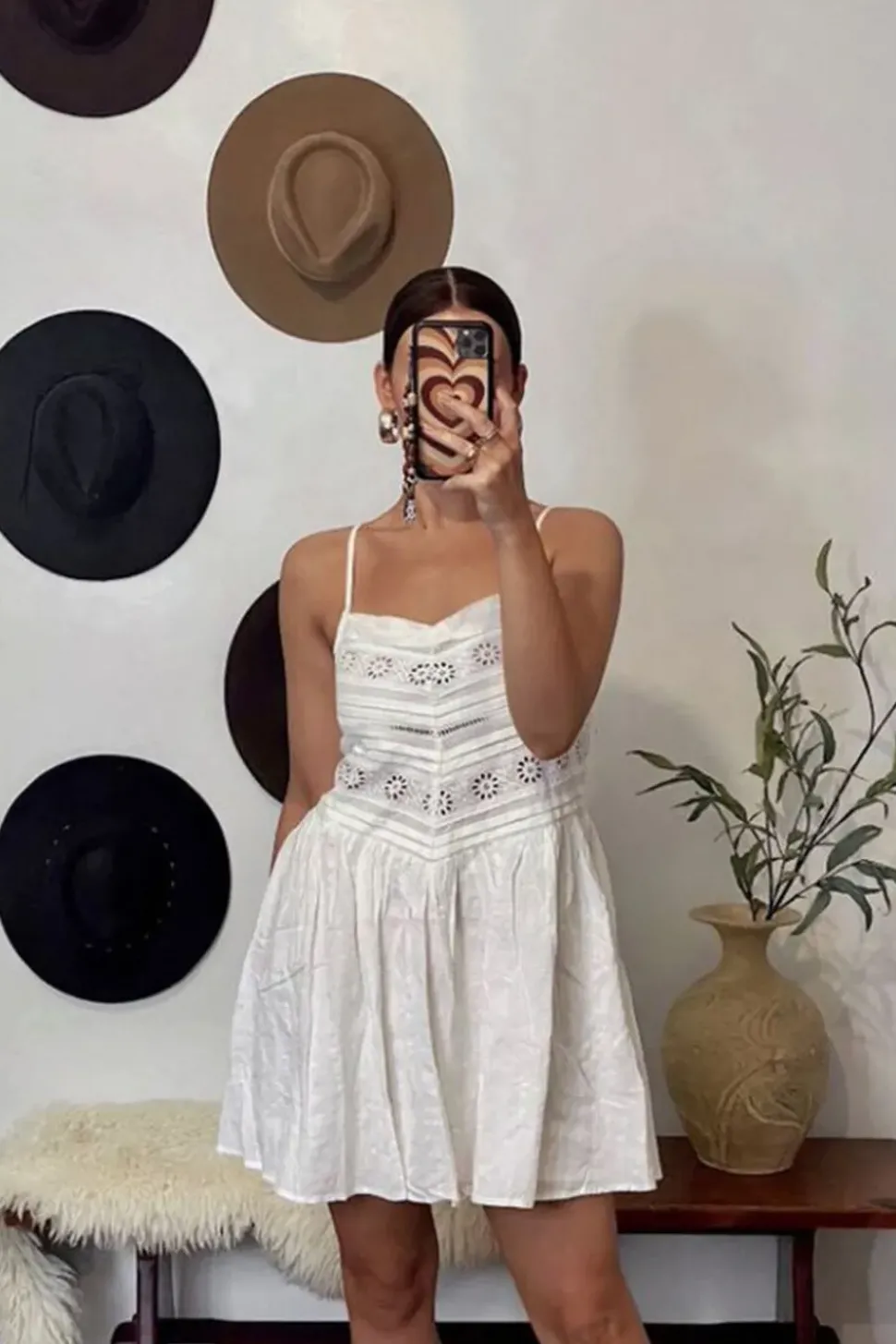 Floral Eyelet Cami Mini Dress