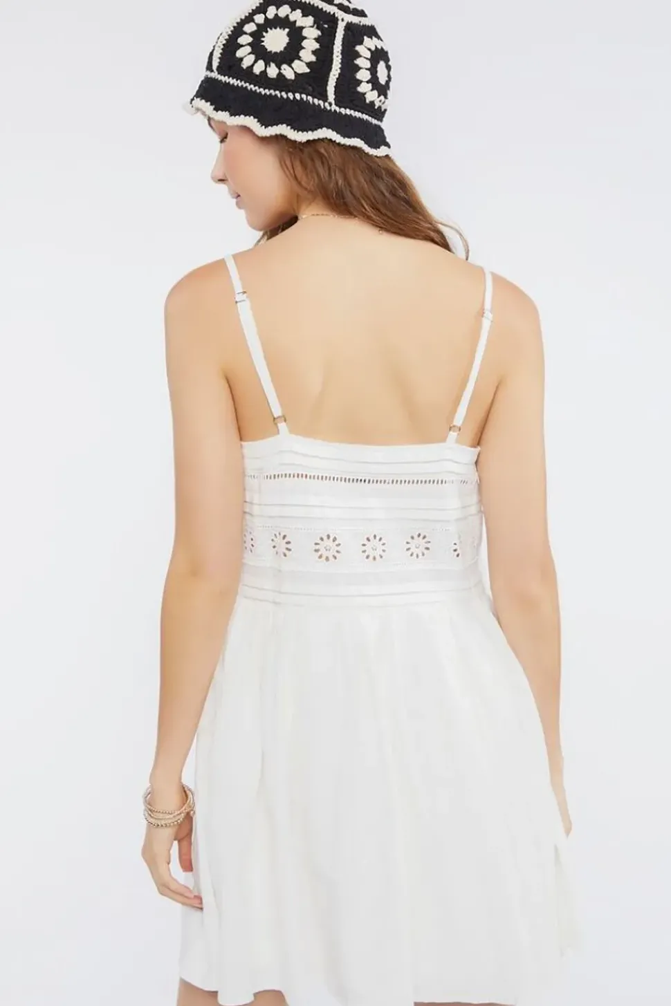 Floral Eyelet Cami Mini Dress