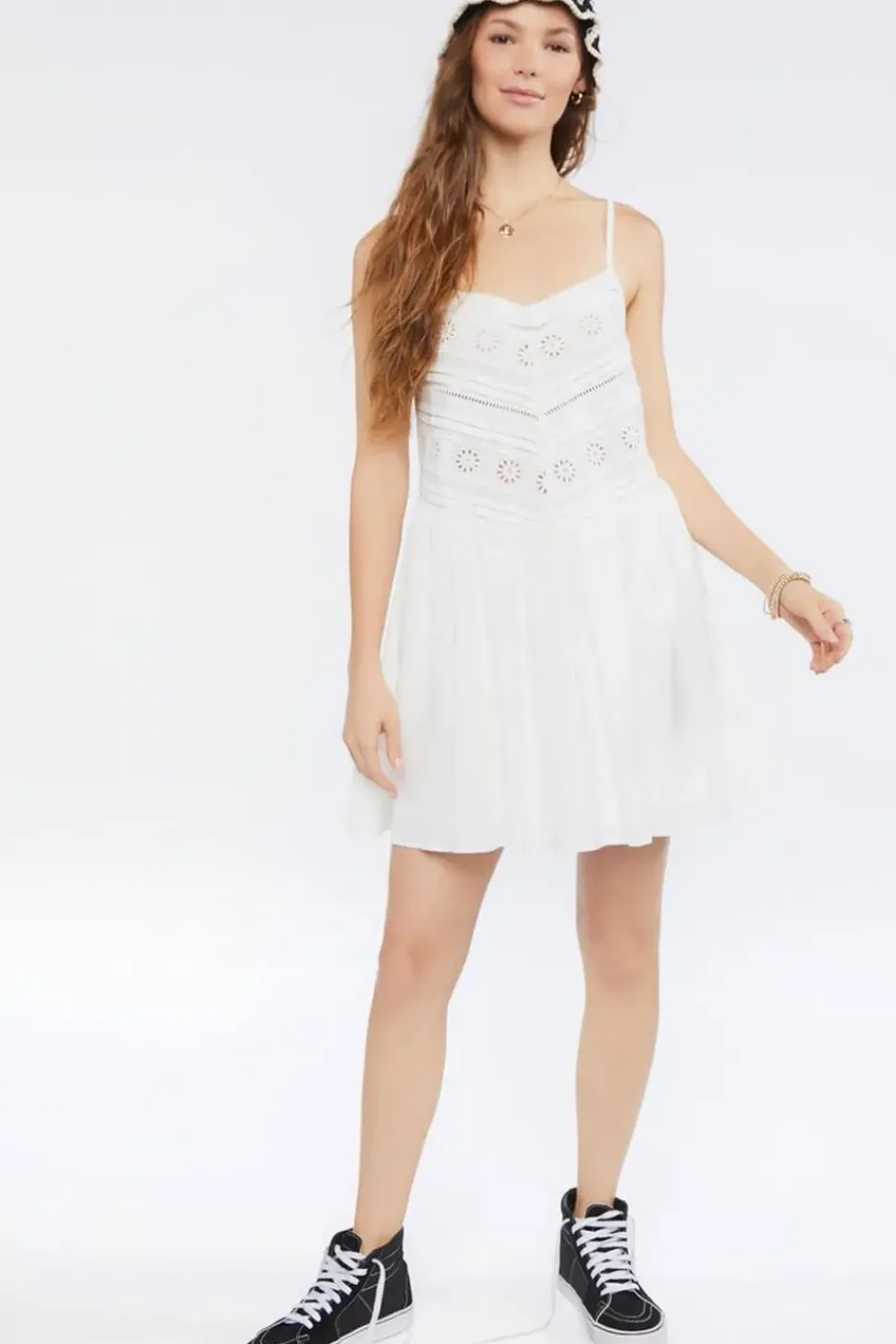 Floral Eyelet Cami Mini Dress