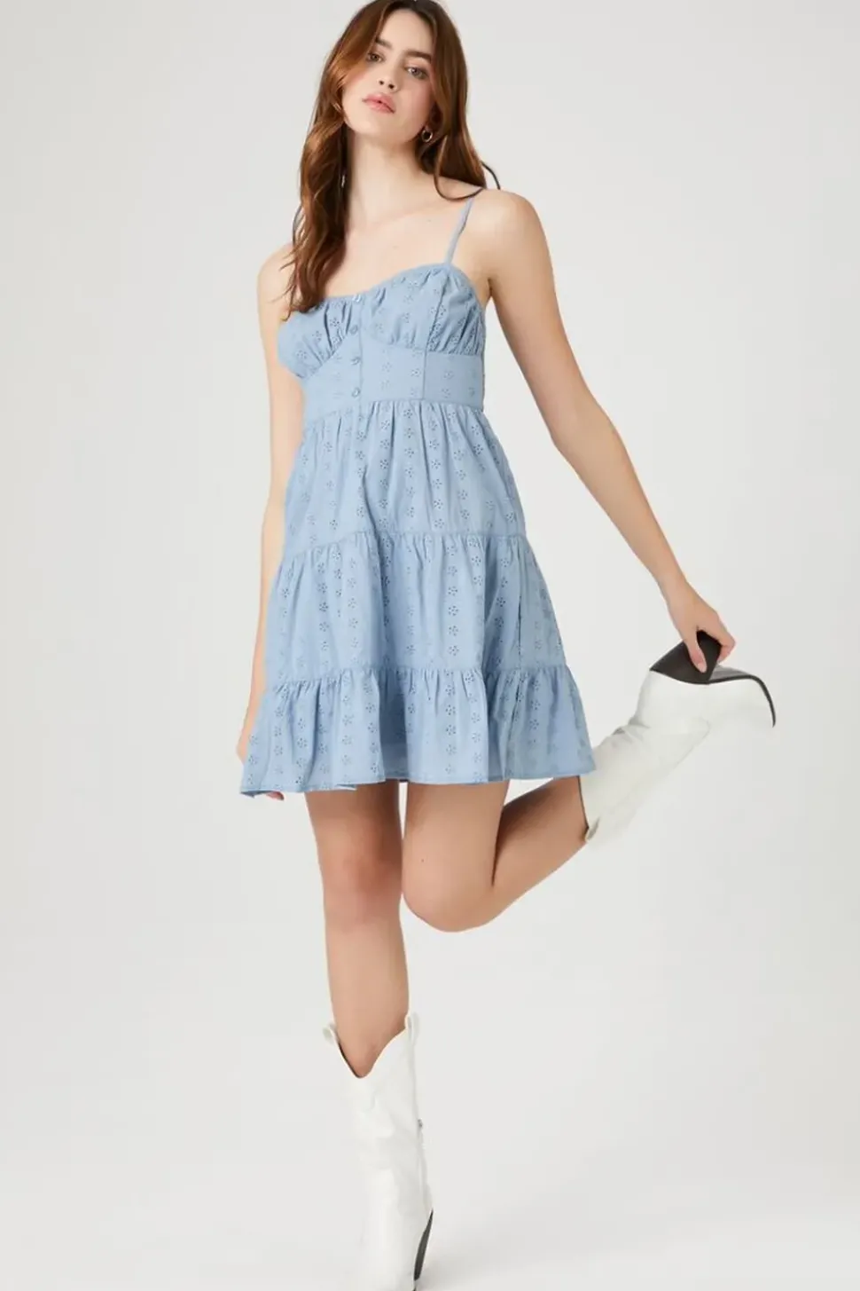 Floral Eyelet Cami Mini Dress