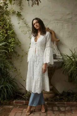 Floral Eyelet Lace Duster Kimono