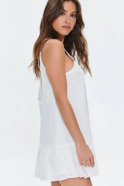 Floral Eyelet Tie-Back Mini Dress
