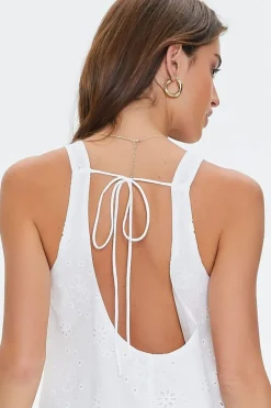 Floral Eyelet Tie-Back Mini Dress