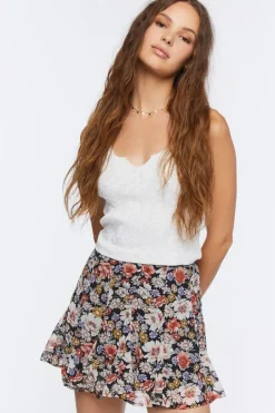 Floral Flounce Mini Skirt