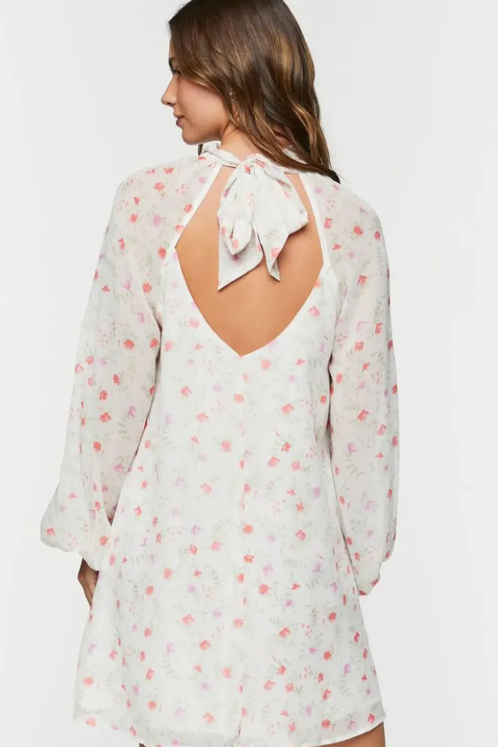 Floral Halter Chiffon Mini Dress