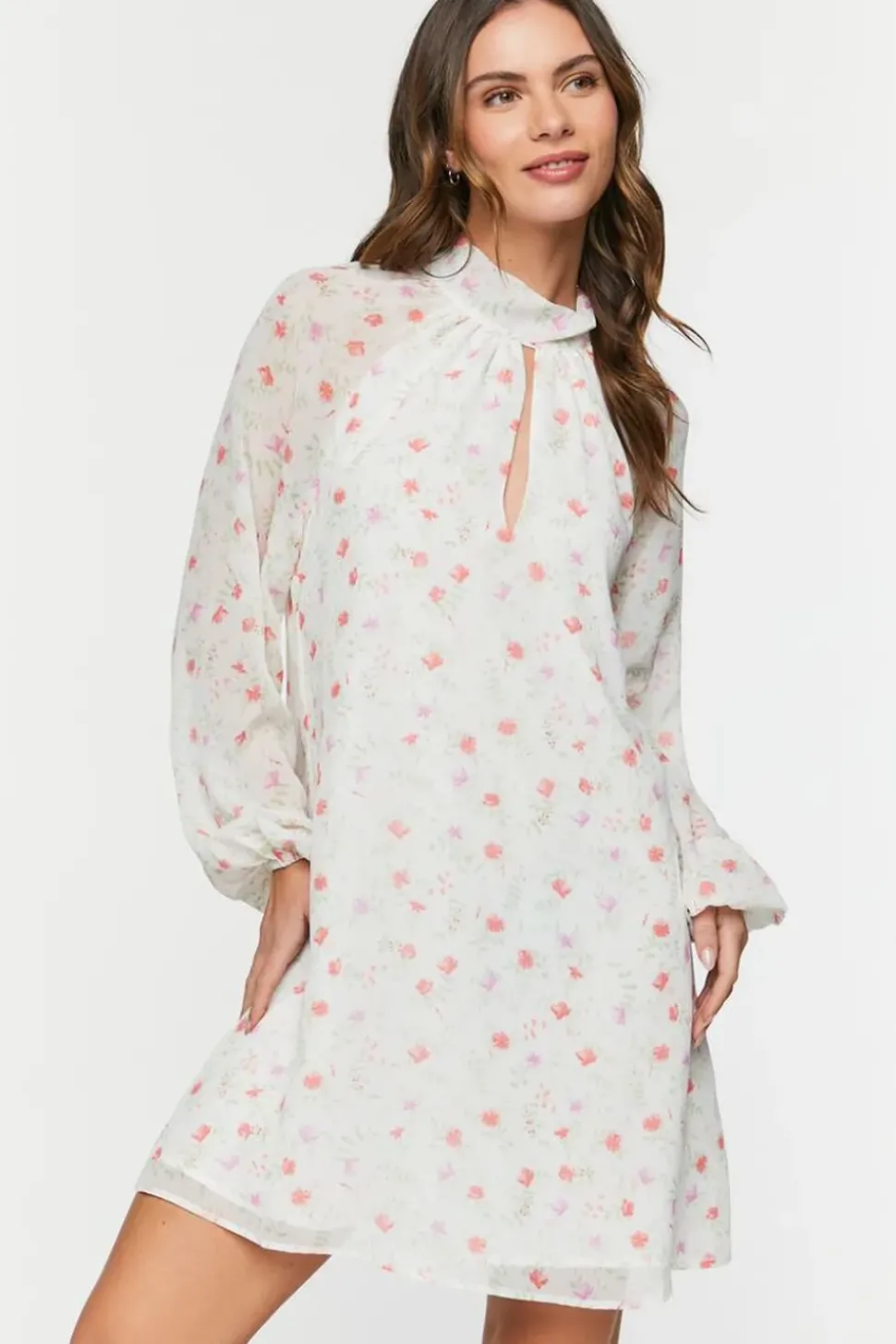 Floral Halter Chiffon Mini Dress
