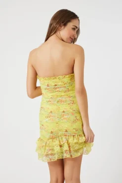Floral Lace Drop-Waist Mini Dress