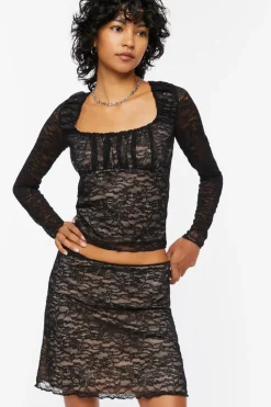 Floral Lace Mini Skirt