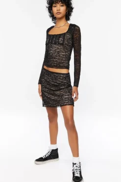 Floral Lace Mini Skirt
