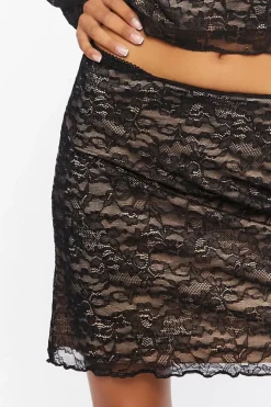 Floral Lace Mini Skirt