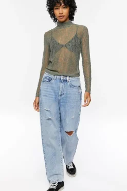 Floral Lace Mock Neck Top