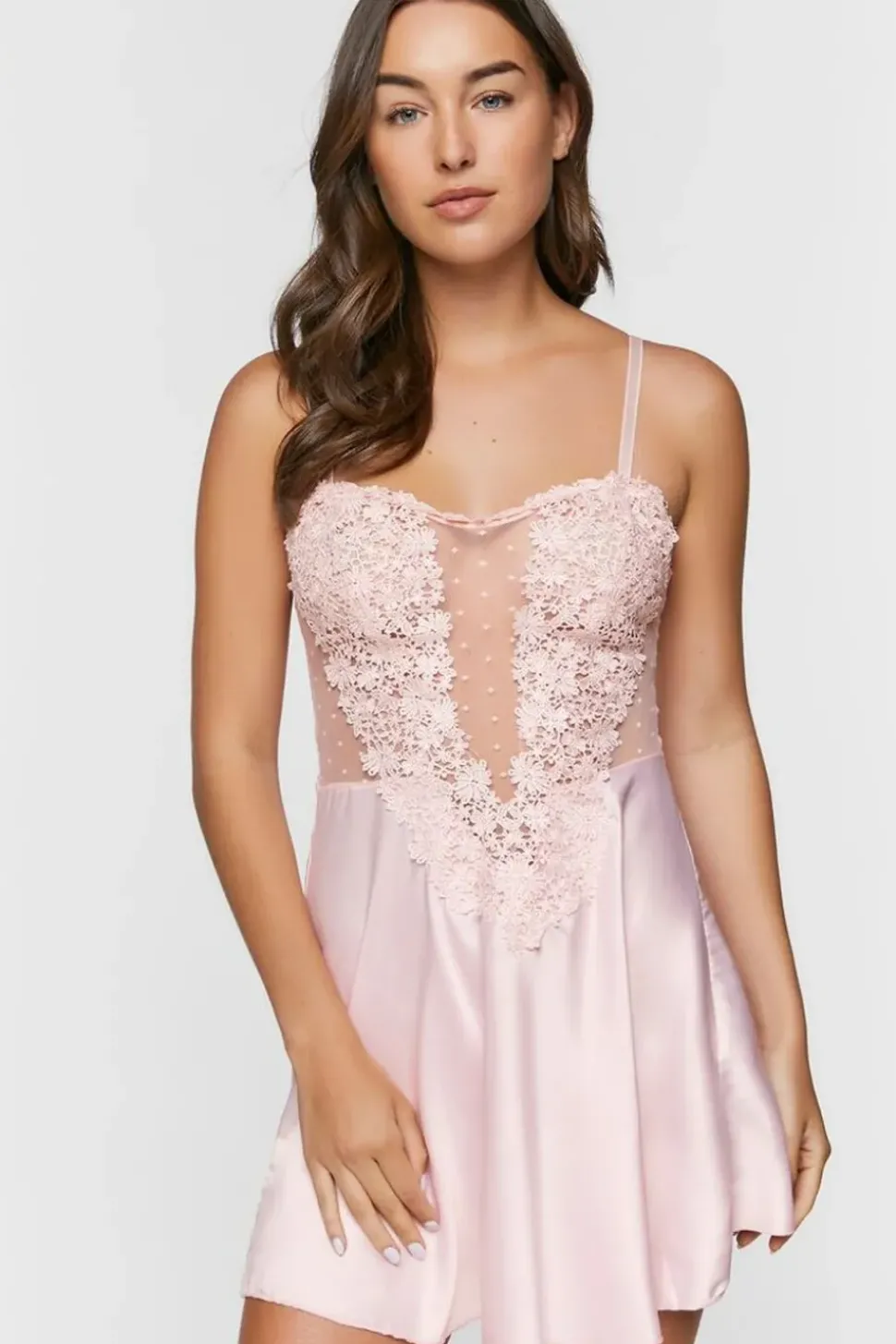 Floral Lace Satin Lingerie Slip