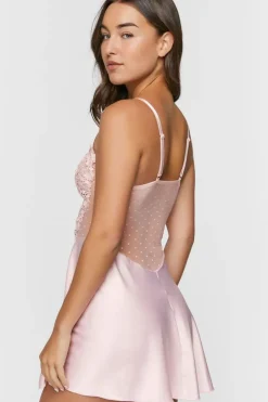 Floral Lace Satin Lingerie Slip