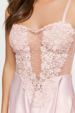 Floral Lace Satin Lingerie Slip