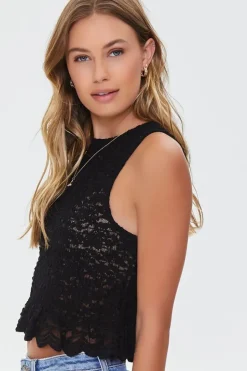 Floral Lace Scalloped Top