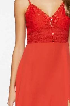 Floral Lace Slit Midi Dress