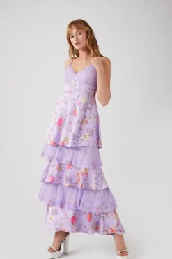 Floral Lace-Tiered Maxi Dress