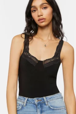 Floral Lace-Trim Bodysuit