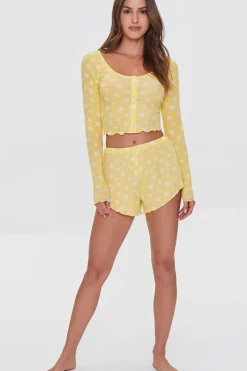 Floral Lettuce-Edge Lounge Shorts