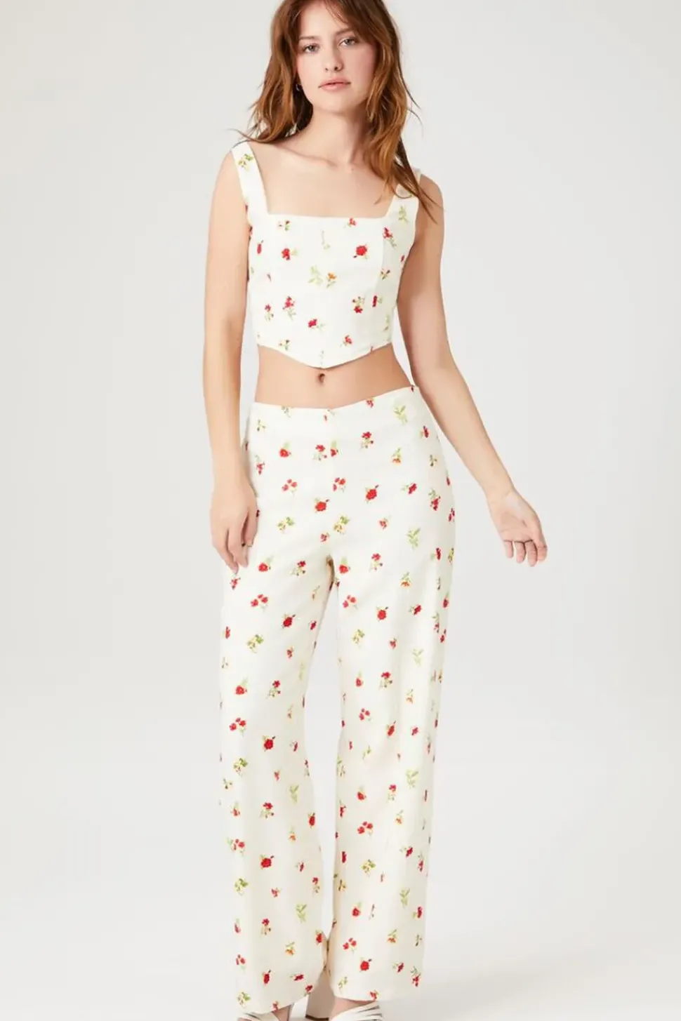 Floral Linen-Blend Pants