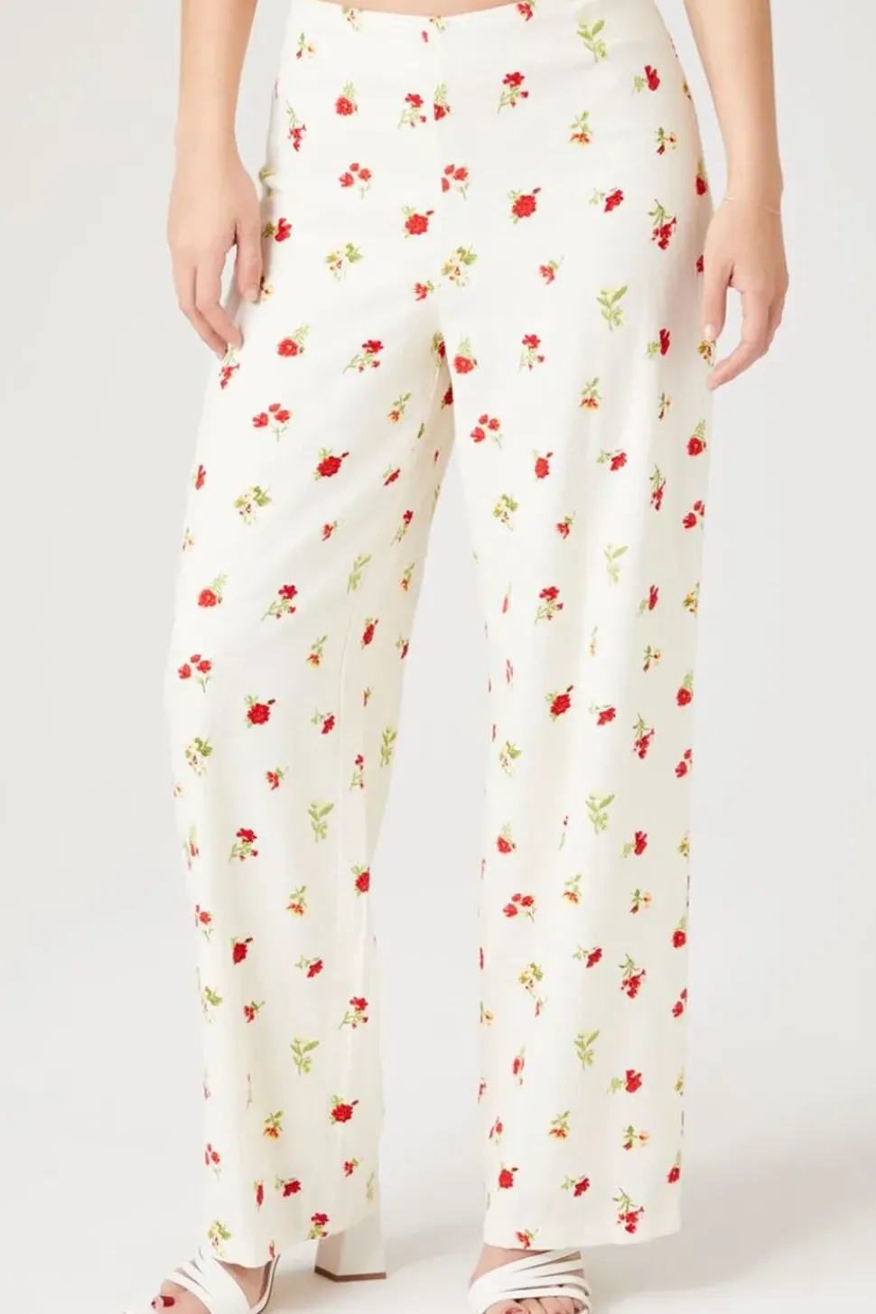Floral Linen-Blend Pants