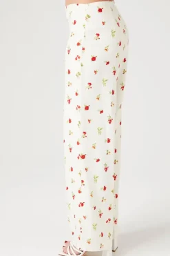 Floral Linen-Blend Pants