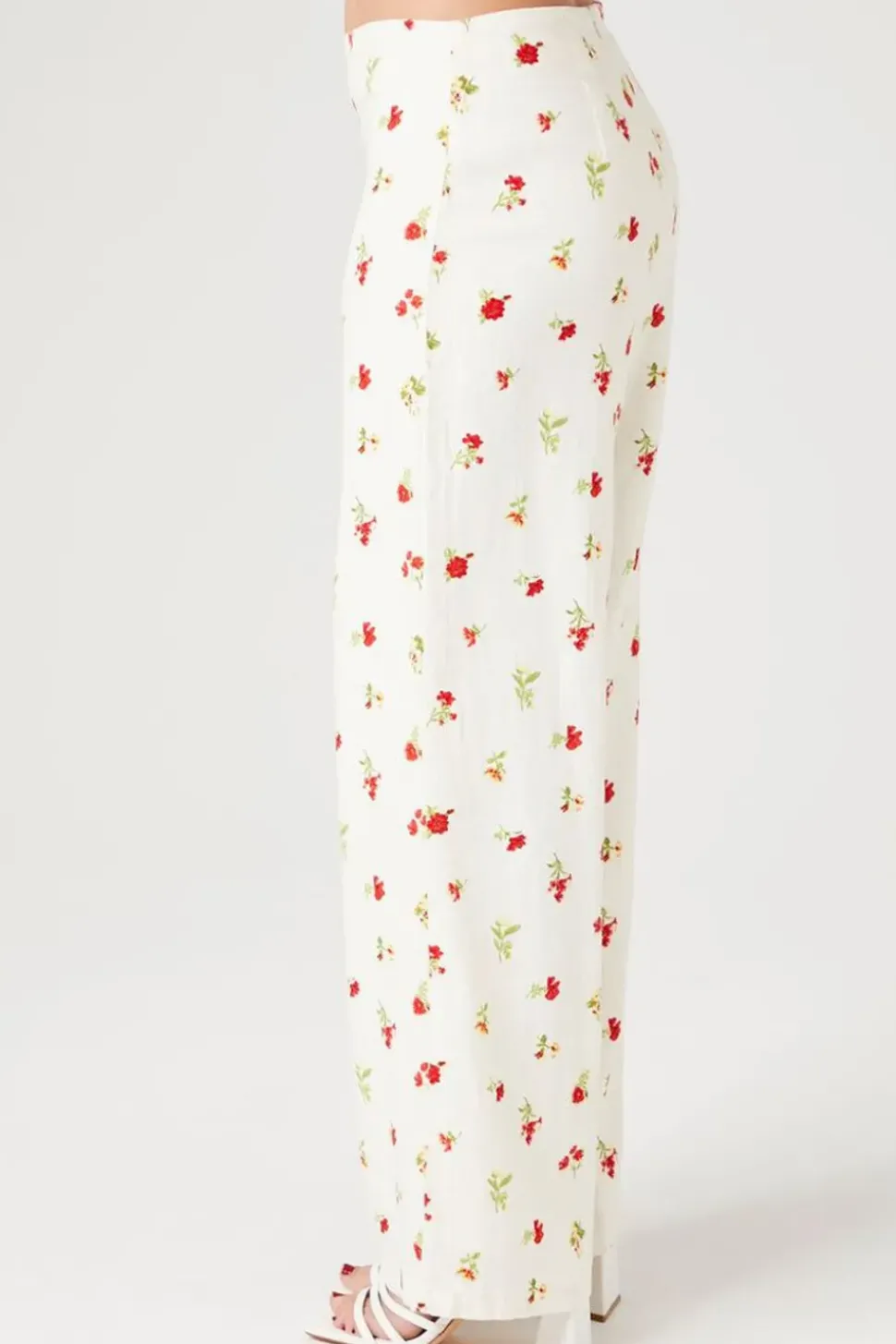 Floral Linen-Blend Pants