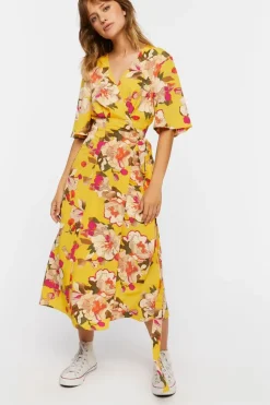 Floral Midi Wrap Dress