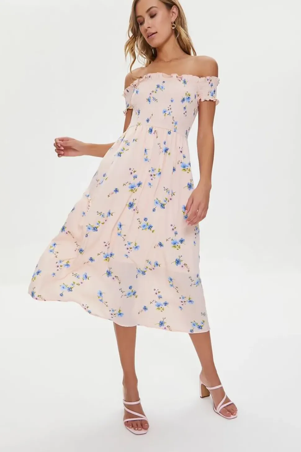 Floral Off-The-Shoulder Midi Dress