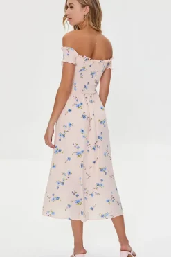 Floral Off-The-Shoulder Midi Dress