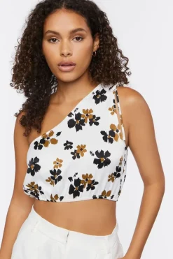 Floral One-Shoulder Crop Top