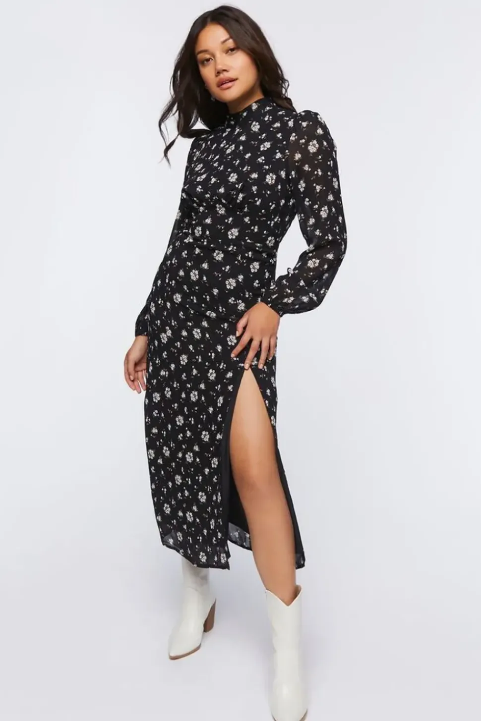 Floral Open-Back Midi Dress