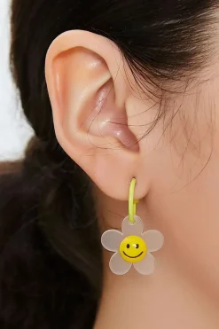 Floral Open-End Hoop Earrings