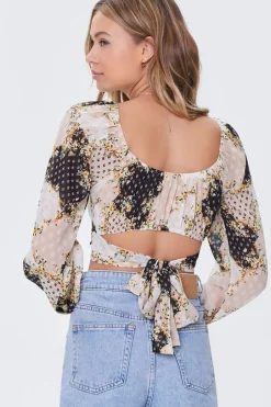 Floral Patternblock Crop Top