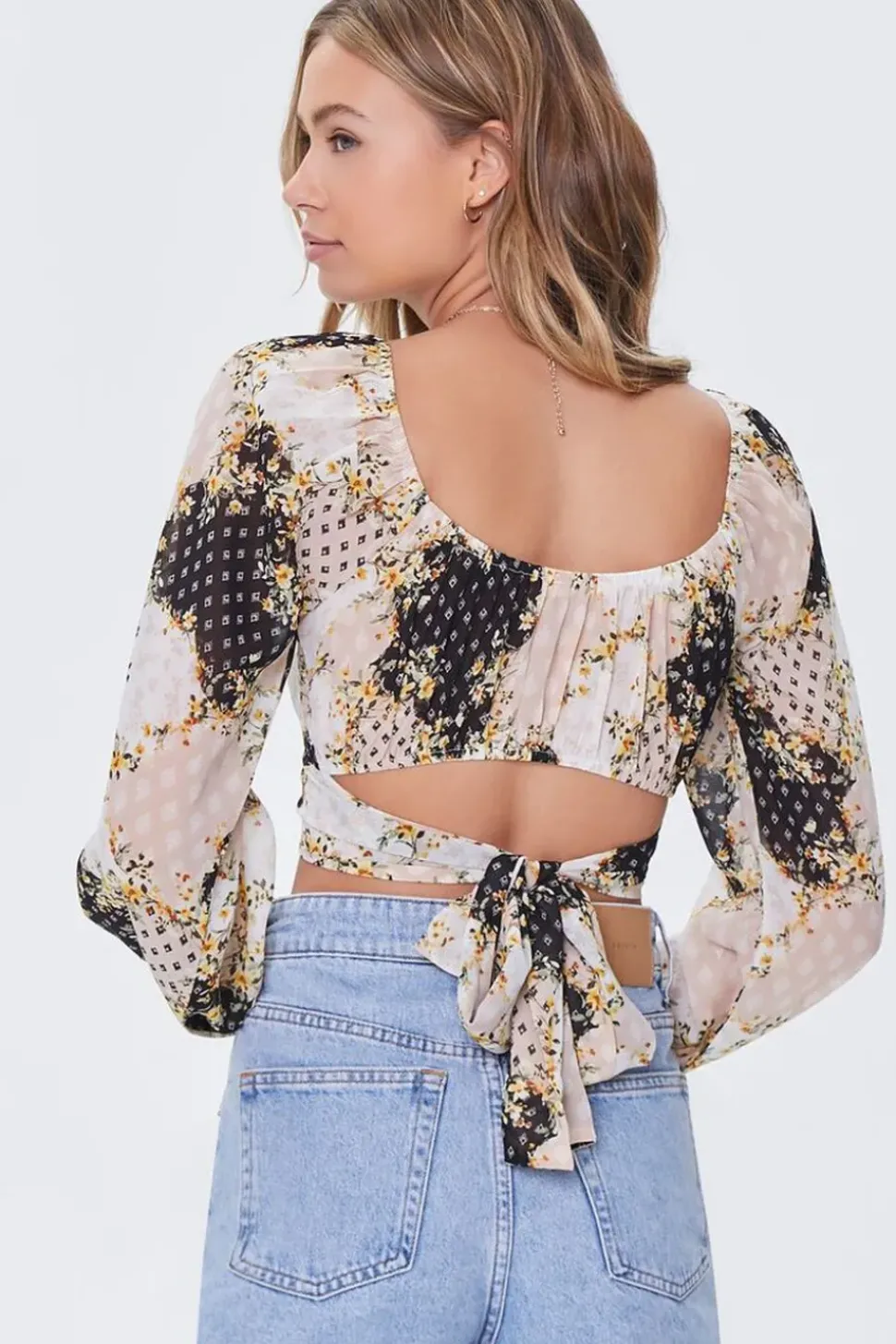Floral Patternblock Crop Top